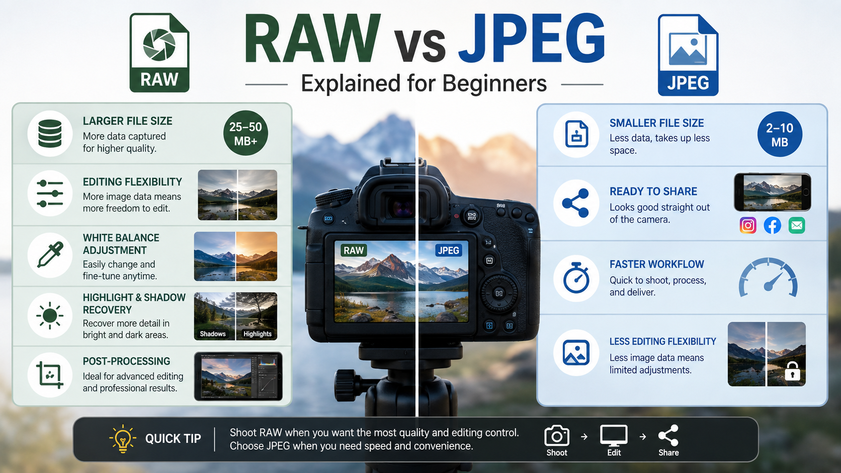 RAW vs JPEG Explained for Beginners: Which Should You Use?
